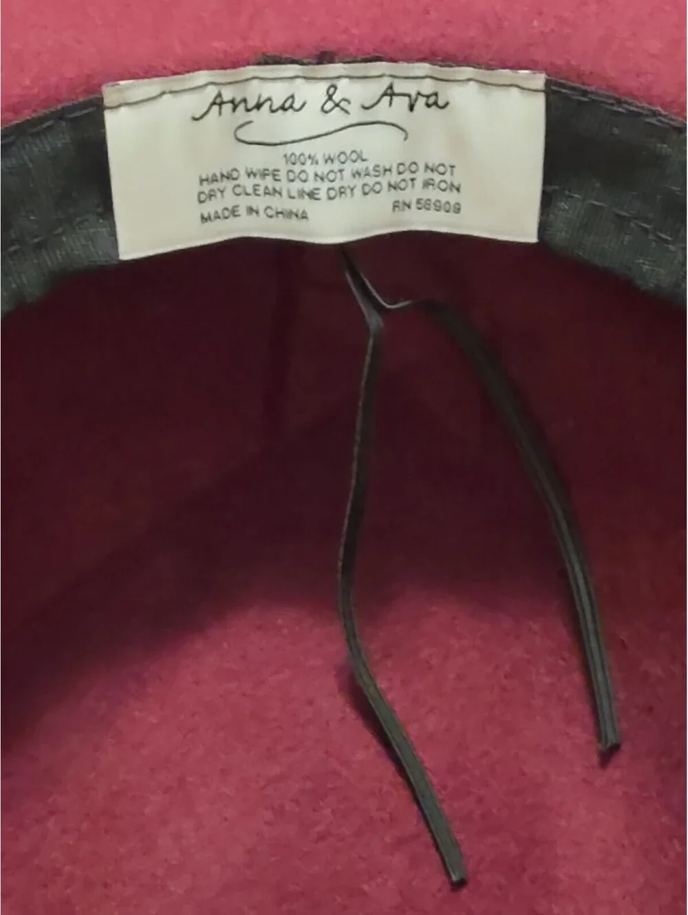 Anna and Ava 100% wool felt fedora Burgundy Hat With Leather Band